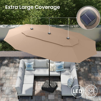 🌈 New and Improved Umbrella--13ft Double Layer Patio Umbrella with Color LED Lights:
