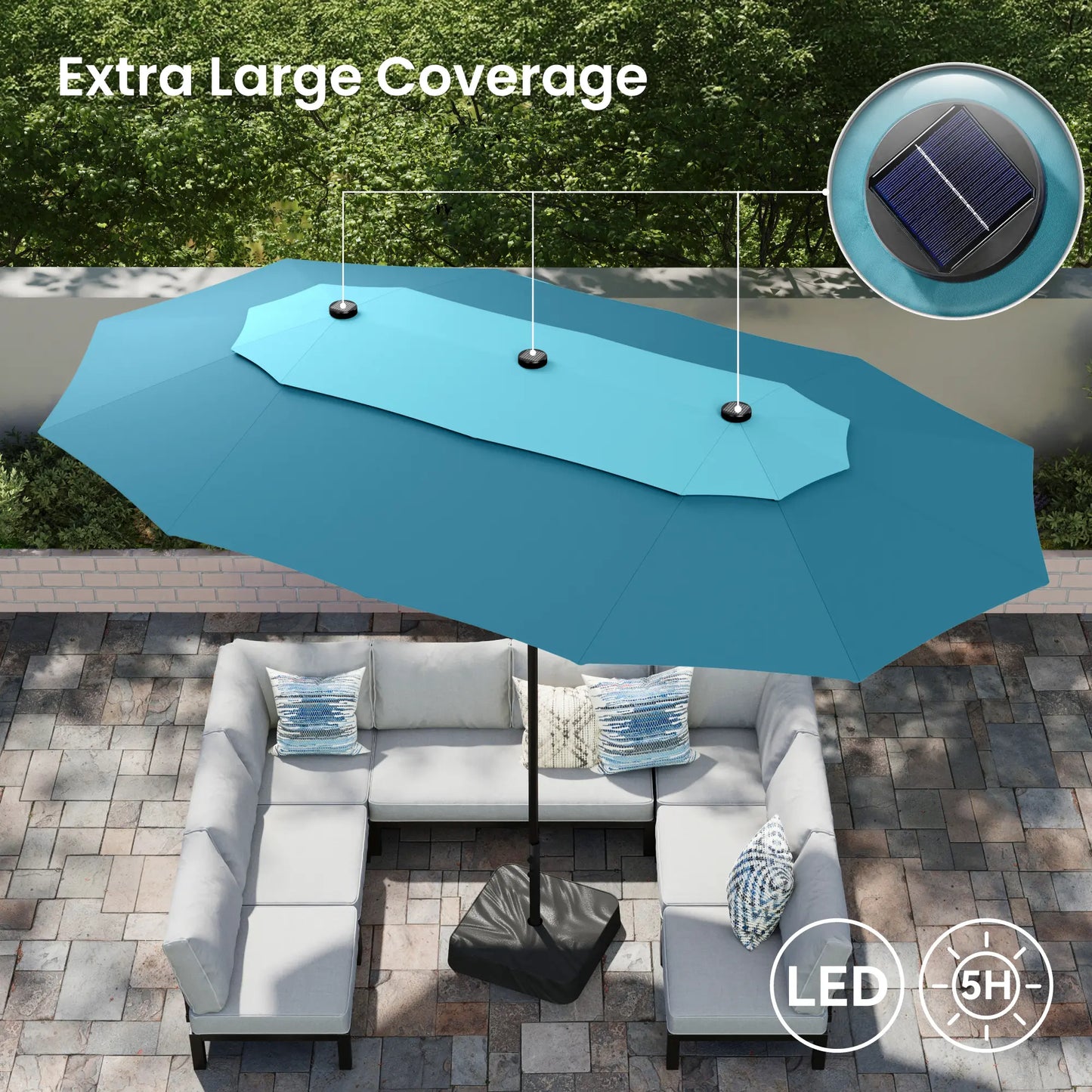 🌈 New and Improved Umbrella--13ft Double Layer Patio Umbrella with Color LED Lights: