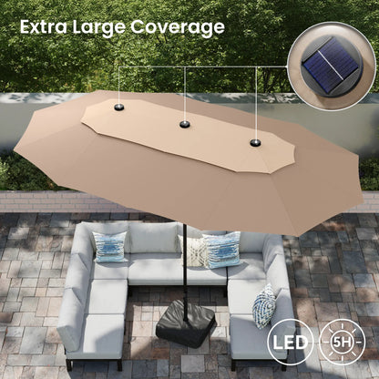 🌈 New and Improved Umbrella--13ft Double Layer Patio Umbrella with Color LED Lights: