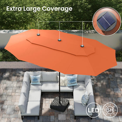 🌈 New and Improved Umbrella--13ft Double Layer Patio Umbrella with Color LED Lights: