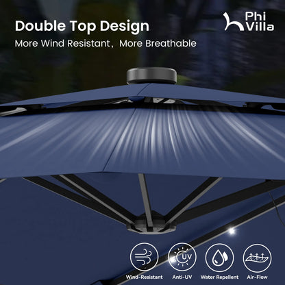 🌈 New and Improved Umbrella--13ft Double Layer Patio Umbrella with Color LED Lights: