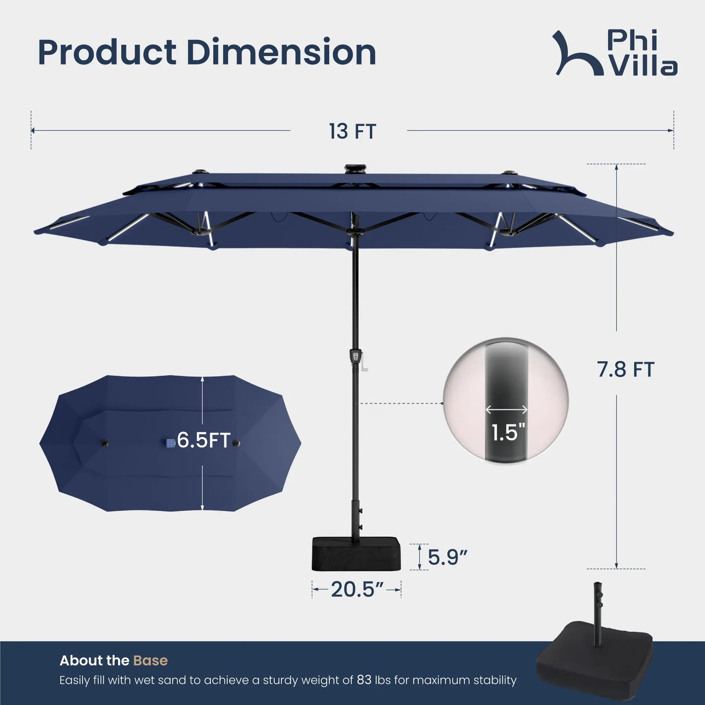 🌈 New and Improved Umbrella--13ft Double Layer Patio Umbrella with Color LED Lights: