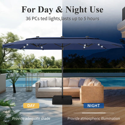🌈 New and Improved Umbrella--13ft Double Layer Patio Umbrella with Color LED Lights: