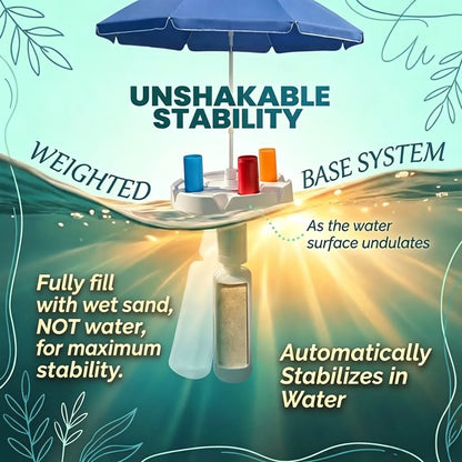 🏊🏻Floating Pool Umbrella with Bar and Base, Portable Pool Bar Table Umbrellas with Cup Holder & Phone Stand.