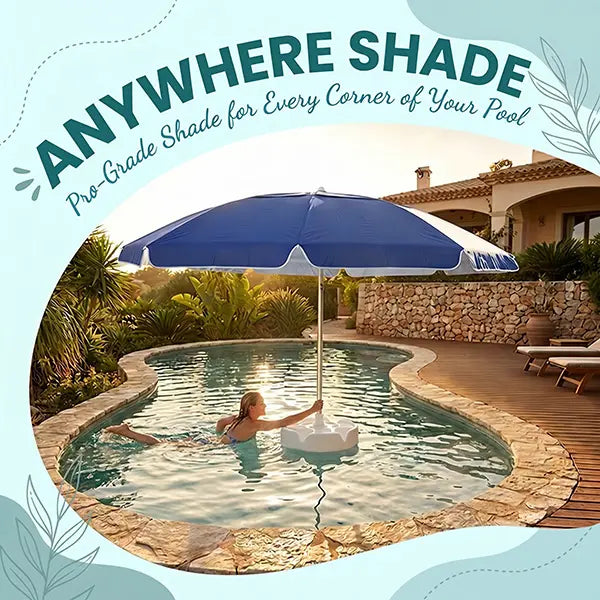 🏊🏻Floating Pool Umbrella with Bar and Base, Portable Pool Bar Table Umbrellas with Cup Holder & Phone Stand.