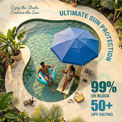 🏊🏻Floating Pool Umbrella with Bar and Base, Portable Pool Bar Table Umbrellas with Cup Holder & Phone Stand.