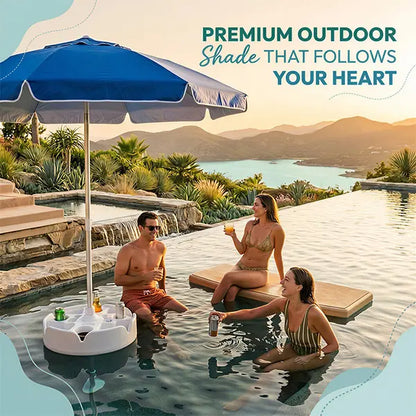 🏊🏻Floating Pool Umbrella with Bar and Base, Portable Pool Bar Table Umbrellas with Cup Holder & Phone Stand.